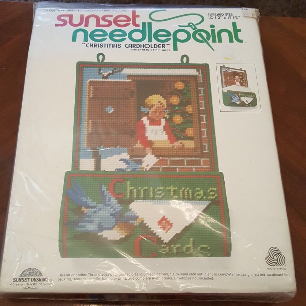Christmas Cardholder Sunset Needlepoint Kit Plastic Canvas  6045 10.5" x 15.5"